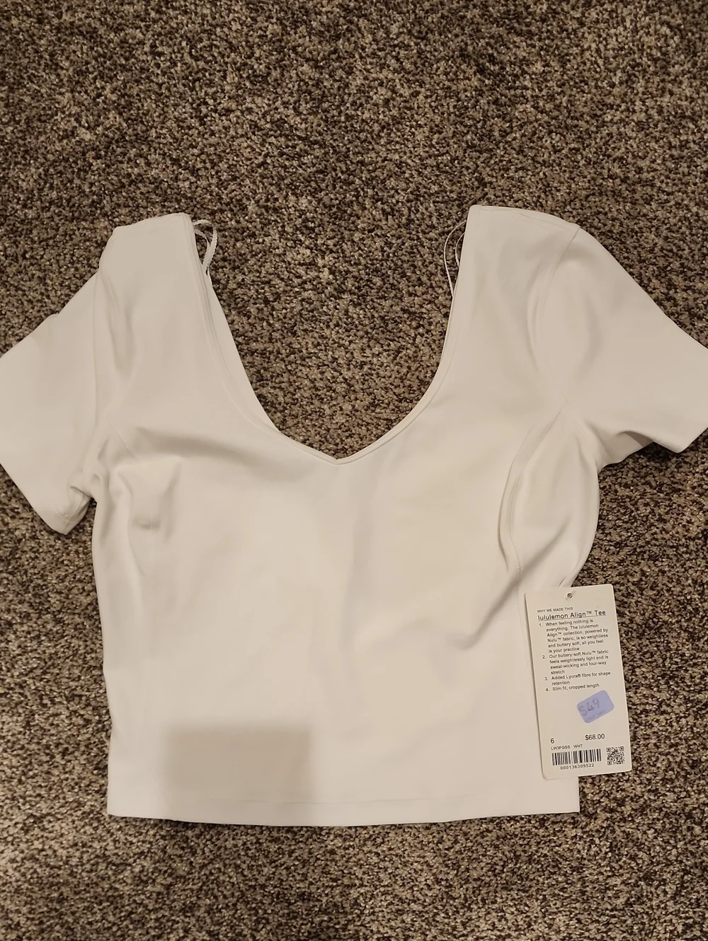 lululemon athletica White Scoop-Neck Short Sleeve Crop Top